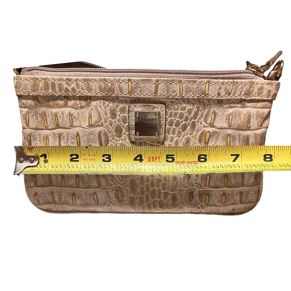 Dooney & Bourke Beige Crocodile Embossed Leather Wristlet Small Bag - Picture 5 of 11
